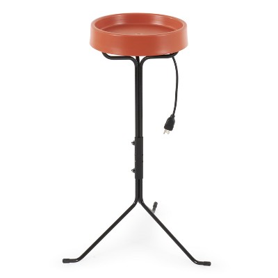 API Weather Resistant Outdoor Garden Decor All Weather Heated Bird Bath with Round Basin and Metal Stand, Black