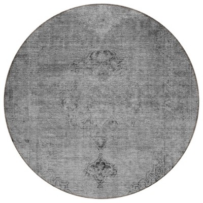 Gray Silver And Charcoal Oriental Washable Indoor Outdoor Area Rug