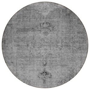 Gray Silver And Charcoal Oriental Washable Indoor Outdoor Area Rug - 1 of 4