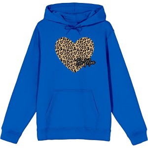 V Day Cheetah Heart Be Mine Long Sleeve Adult Hooded Sweatshirt - 1 of 2