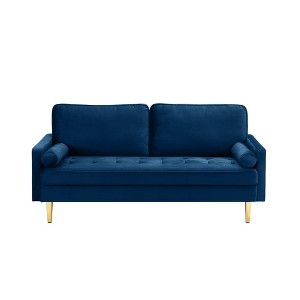 65'' Velvet Minimalist Loveseat Sofa with Metal Legs, Includes Cushions, Suitable for Living Room or Bedroom - 1 of 4