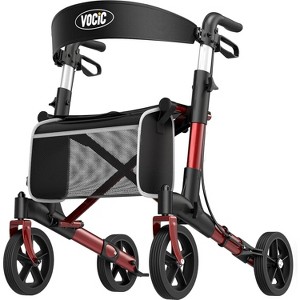 Walkers-for-Seniors-with-Seat,Folding Rolling Walker with Wheels,support 300lbs-Red - 1 of 4
