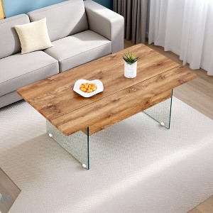 Multifunctional Lift-Top Coffee Table with Glass Legs - 1 of 4