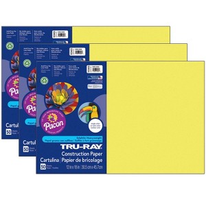 Tru-Ray® Construction Paper, Lively Lemon, 12" x 18", 50 Sheets Per Pack, 3 Packs - 1 of 2