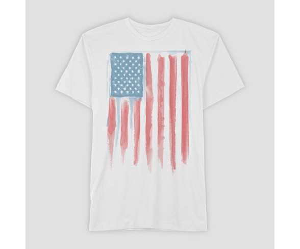 Well Worn Men's Short Sleeve Americana Flag T-Shirt - Dove White S