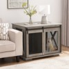 VisioGear Dog Cage Crate with Sliding Door, Dog Kennel End Table with Flip-top, Plate Dog House with Detachable Divider, Gray, 37"*25.6"*28.74" - 4 of 4