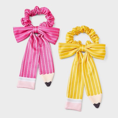 Teacher Pencil Hair Bow Twister Set 2pc - Multicolor