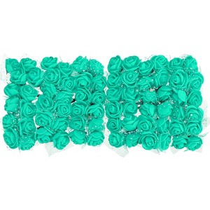 Unique Bargains Mini DIY Craft Decoration Artificial Rose Flower Head 72 Pcs Lake Blue - 1 of 4