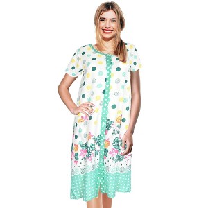 JEFFRICO Womens Nightgowns Short Sleeve Sleepwear Soft Pajama Dress Nightshirts - 1 of 4