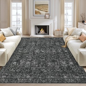 Vintage Printed Area Rugs Non-Slip Oriental Distressed Accent Carpet - 1 of 4
