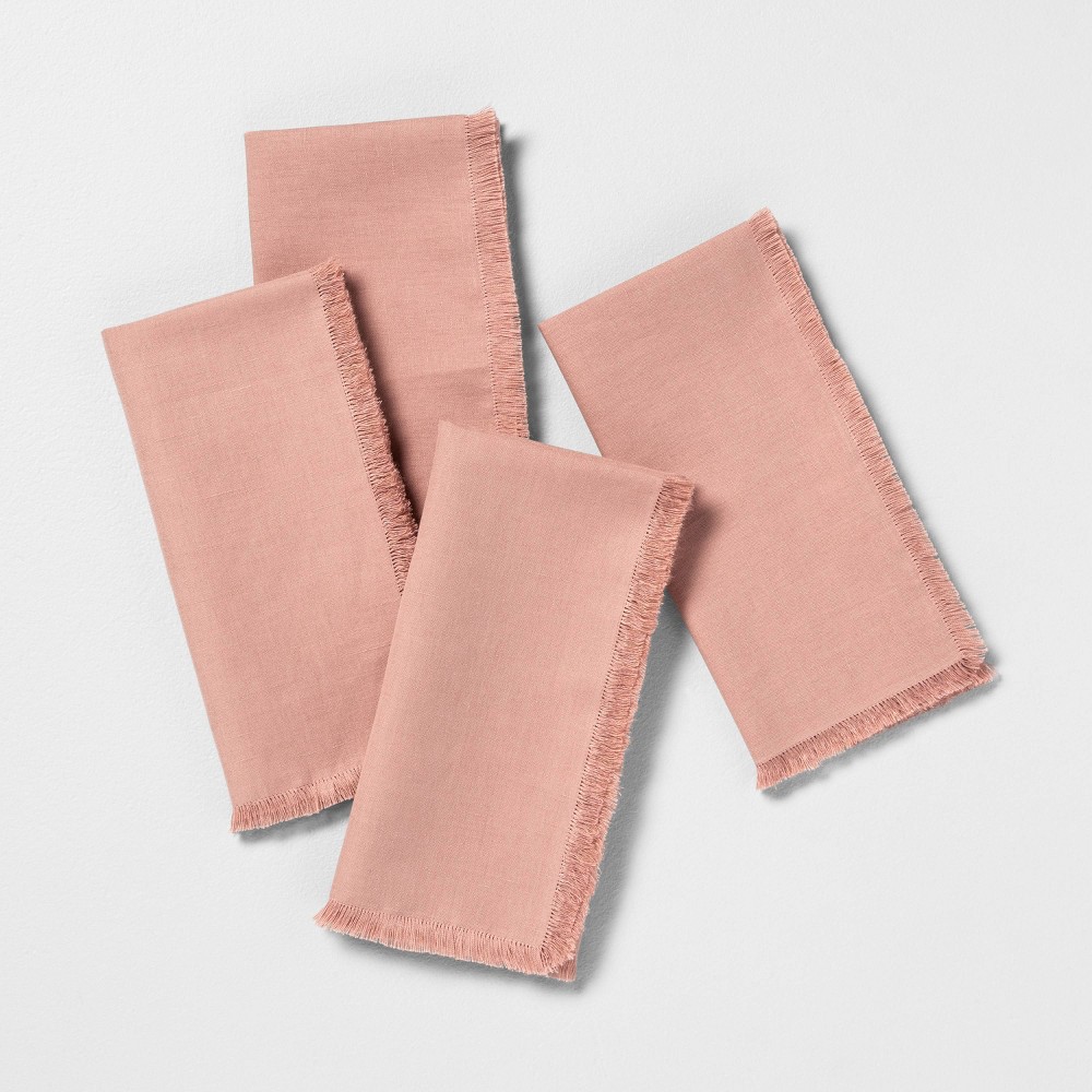 4pk Raw Edge Linen Blend Napkins Rose Gold - Hearth & Hand with Magnolia was $9.99 now $4.99 (50.0% off)