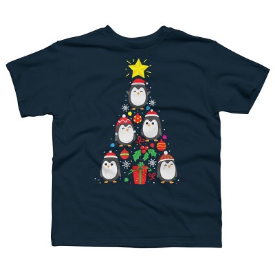 Boy's Design By Humans Penguin Christmas Tree By NekoShop T-Shirt