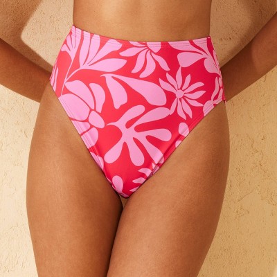 Women's High Waist High Leg Medium Coverage Bikini Bottom - Shade & Shore™ Pink