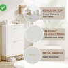 Small Spaces Fluted Shoe Storage Cabinet with 2 Flip Drawers Slim Wood Shoe Organizer Narrow Entryway Furniture with Storage - 4 of 4