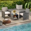 Tangkula 3 Pieces Patio Furniture Set PE Rattan Chairs Set w/ Storage Coffee Table - 3 of 4