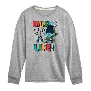 Boys' - Trolls - Music Is Life Branch Long Sleeve Graphic T-Shirt - 1 of 4
