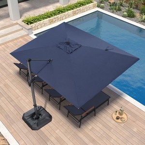 PURPLE LEAF 9' X 11.5' Patio Umbrella Outdoor Cantilever Rectangle Umbrella Aluminum Umbrella with 360-degree Rotation for Garden Pool, Navy Blue - 1 of 4