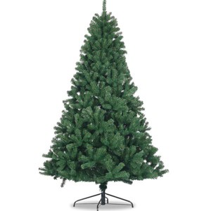 6ft artificial Christmas tree, 1000 branches, all natural spruce PVC, can be divided into 3 parts for storage, foldable metal bracket, no light green - 1 of 4