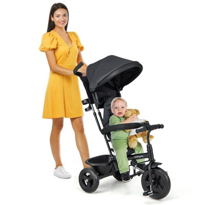Infans 4-in-1 Multifunctional Tricycle Kids Trike w/ Removable Canopy &  Push Handle