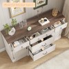 Large Sideboard Buffet with 5 Drawers, 2 Doors & Adjustable Shelves, Wood Coffee Bar Table Cabinet - 3 of 4
