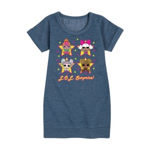 - LOL Surprise! - Queen Bee, Neon QT, Deva, & Sugar Graphic Short Sleeve Fleece Dress - 1 of 3