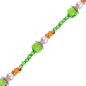 Crystal Lane DIY Glass Pearl Metal Green Orange Elf Stack 7" Designer Holiday Christmas Bead Strand - 1 of 4