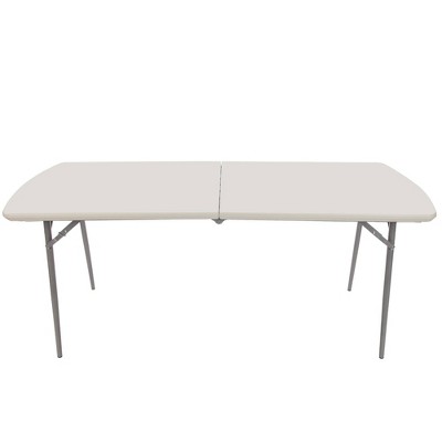 Gray 6 ft Fold-In-Half Banquet Table with Steel Frame