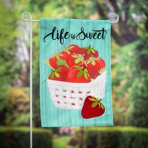 Evergreen Life is Sweet Strawberries Garden Burlap Flag 12.5 x 18 Inches Indoor Outdoor Decor - 1 of 4