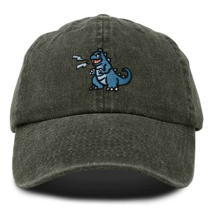 Dalix Giant Lizard Kaiju Embroidered Cotton Dad Hat Baseball Cap Adjustable Glow in the Dark Mens - 1 of 4