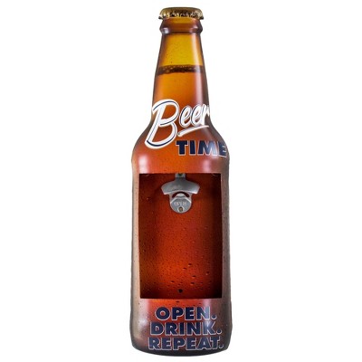Beer Time Bottle Opener and Cap Catcher Brown - Crystal Art Gallery