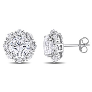 EVERLY JEWELRY |  10K White Gold 6 1/10 CT TGW Created White Sapphire Fashion Post Earrings - 1 of 4