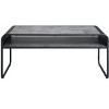 Vynxaria Modern Coffee Table Curved Edge, Sturdy Metal Frame, Space-Saving KD Structure, Concrete Gray & Black Finish - 2 of 4