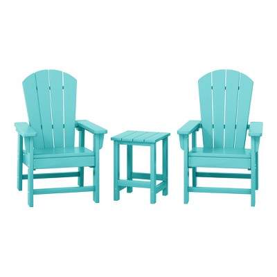 WestinTrends Malibu Kids 3-Piece Outdoor HDPE Adirondack Chairs With Square Side Table Set