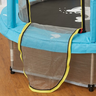 Qaba 4.6FT Trampoline for Kids w/ Safety Enclosure Net, for Indoor Outdoor, Gifts for Boy and Girl Age 3-6 Years, Dolphin Pattern, Light Blue