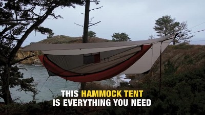 Pine Green Nylon All-Season Hammock Tent with Mosquito Net