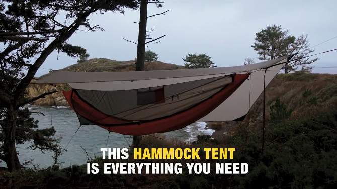 Kammok Mantis UL Ultralight Backpacking All-Season Hammock Tent with Mosquito Net, Rainfly, Nylon, Portable | 1-Person | Ember Orange, 2 of 9, play video