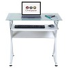 Ultramodern Glass Computer Desk, Pull-Out Keyboard, Steel Frame - OneSpace - image 3 of 4