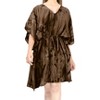 LA LEELA Women's House Daily Routine Evening Wear Vacation Casual Dailywear Holiday Relaxed Fit Caftan Short Loungewear 2X-3X Brown, Tie Dye Design - 3 of 4