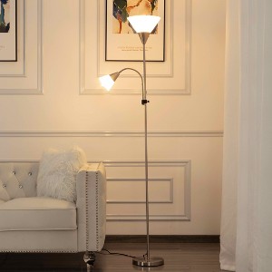 MAYEERTY 71.3" Torchiere Floor Lamp - 2-in-1 Main + Reading Light, 3 Color Temperatures, 4 Colors - 1 of 4