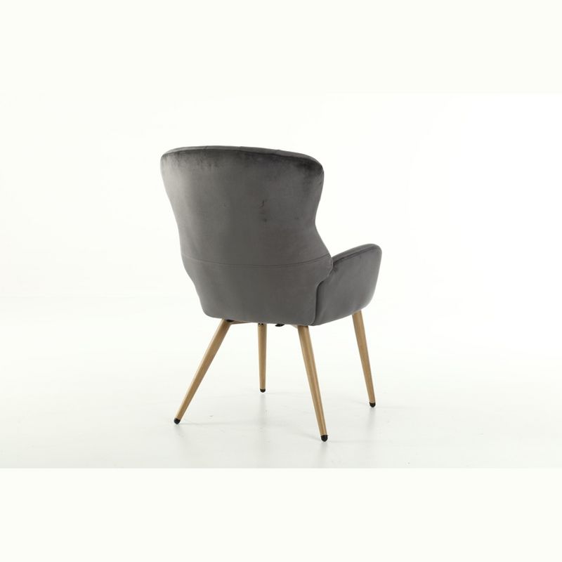 Modern Tufted Button Wing Back Accent Chair with Metal Legs - ModernLuxe, 5 of 7