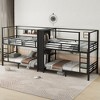 Twin Size Quadruple Metal Bunk Bed with Wardrobe and Storage Shelves, 4-Tier Bunk Frame with Guardrails and Stairs,kids bed - 3 of 4