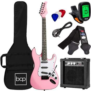 Best Choice Products 39in Full Size Beginner Electric Guitar Kit with Case, Strap, Amp, Whammy Bar