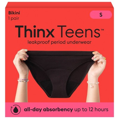 Thinx Teens Bikini Leakproof Women's Period Underwear - Black - Small