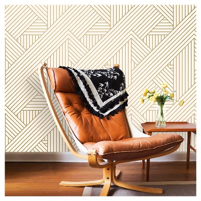 Metallic Ribbon Peel &#38; Stick Wallpaper Gold/Ivory - Project 62&#8482;_1