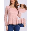 Allegra K Women's Lace Square Neck Long Sleeve Stertch Elegant Casual Peplum Blouse - 2 of 4