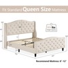 Queen Bed Frame with Headboard and Footboard, Upholstered Velvet Wingback Platform Bed, No Box Spring Needed, 800LB Capacity - 2 of 4