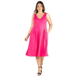24seven Comfort Apparel Plus Size Sleeveless Midi Pocket Dress - 1 of 4