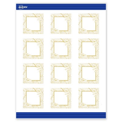 Avery Square Business Cards, Gold Florals, 2" x 2", 120 Total