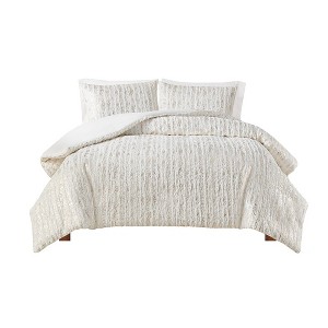 Gracie Mills Maelona Metallic Print Faux Fur Duvet Cover Set - 1 of 4