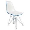 LeisureMod 5-Piece Dining Set, 35" Round Dining Table, White Iron, 4 Side Chair in Chrome - 3 of 4